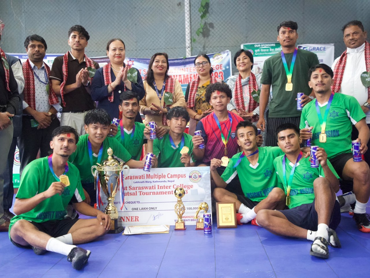 प्रथम सरस्वती अन्तरकलेज फुटसल प्रतियोगिताको उपाधि इन्साइड भिजन कलेजले उचाल्यो